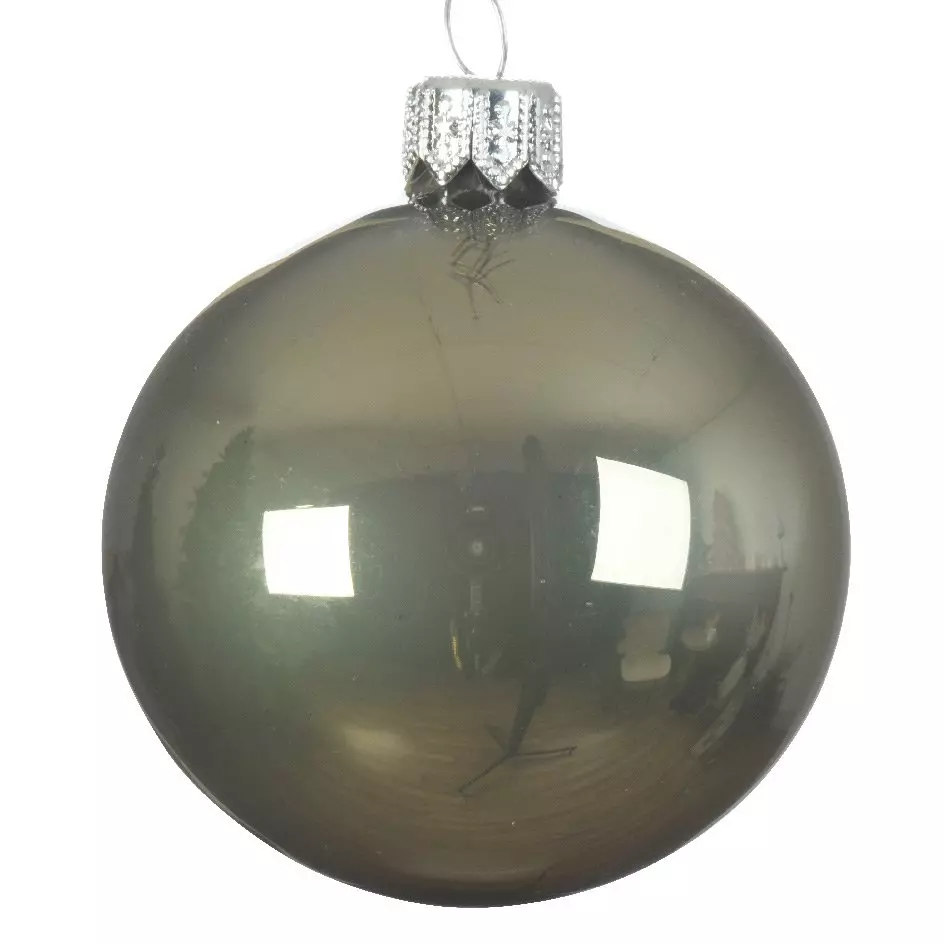 Lot de 6 boules de Noël en verre (D80 mm) Arctique brillantes Vert mousse  1