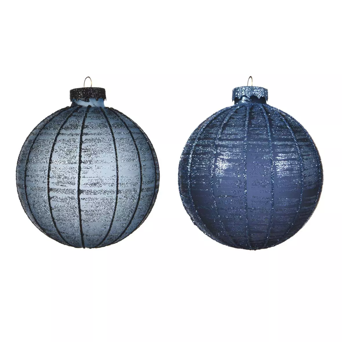 3er set Weihnachtskugeln aus Glas (D80 mm) Epsilon Stahlblau  1