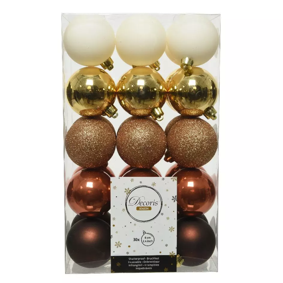 Lot de 30 boules de Noël (D60 mm) Alpine multi Camel 1