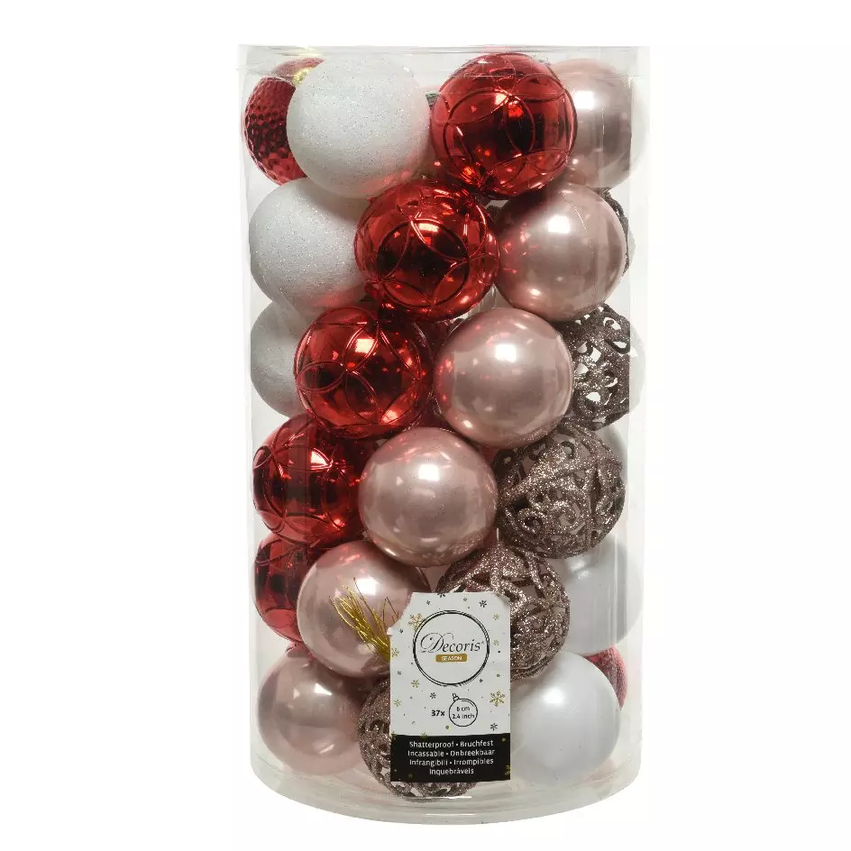 37er Set Weihnachtskugeln Alpine Rot 1