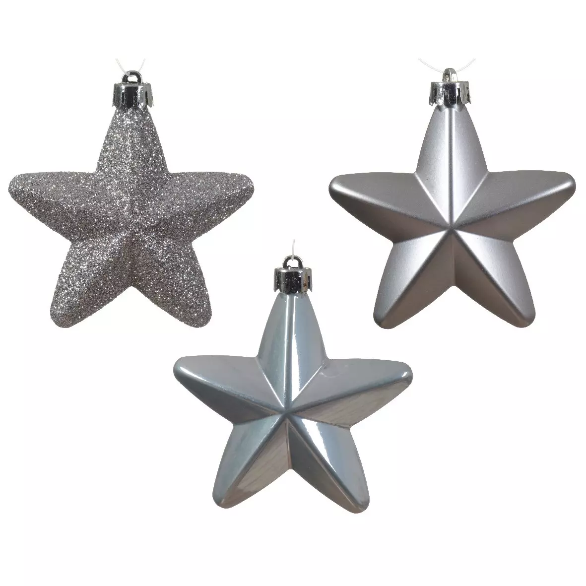 Lot de 6 étoiles de Noël à suspendre Alpine Gris marbre 1