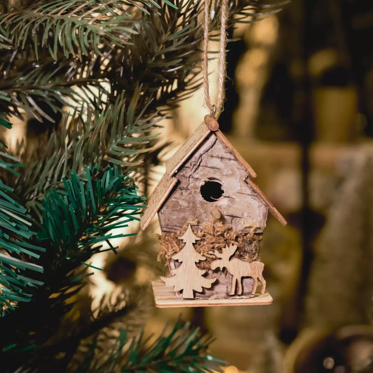 Set van 2 vogelhuisje Ecorce om op te hangen Bruin 2