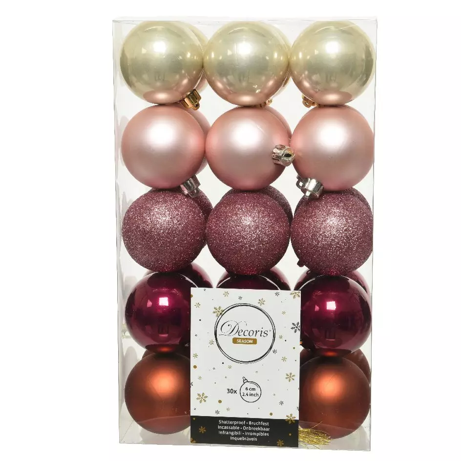 Confezione di 30 palline di Natale (D60 mm) Alpine multi Rosa antico 1