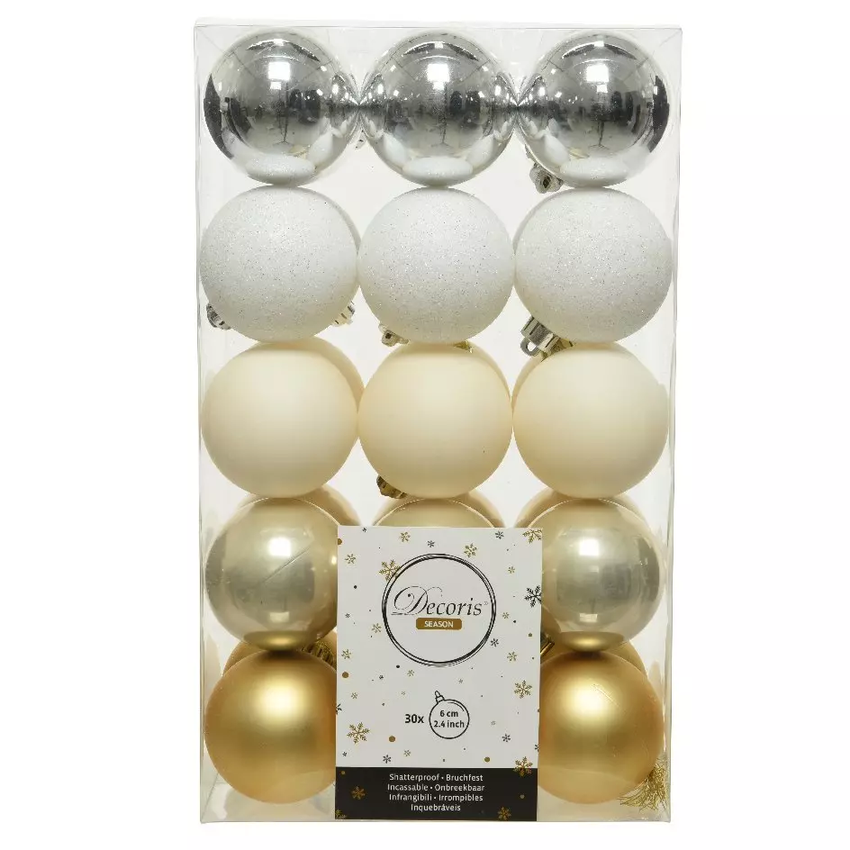 Confezione di 30 palline di Natale (D60 mm) Alpine multi Bianco 1