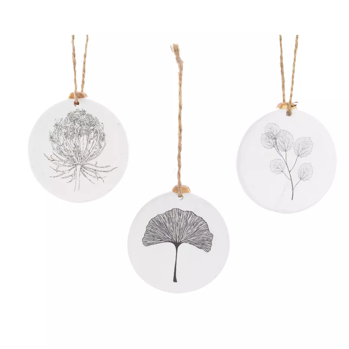 Lotto di 3 decorazioni Foglie Bianco 1