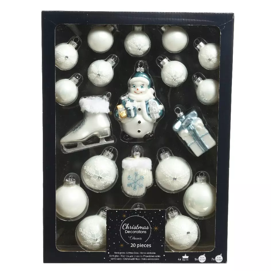 Baumschmuck-Set aus Glas Viggo Weiß 1