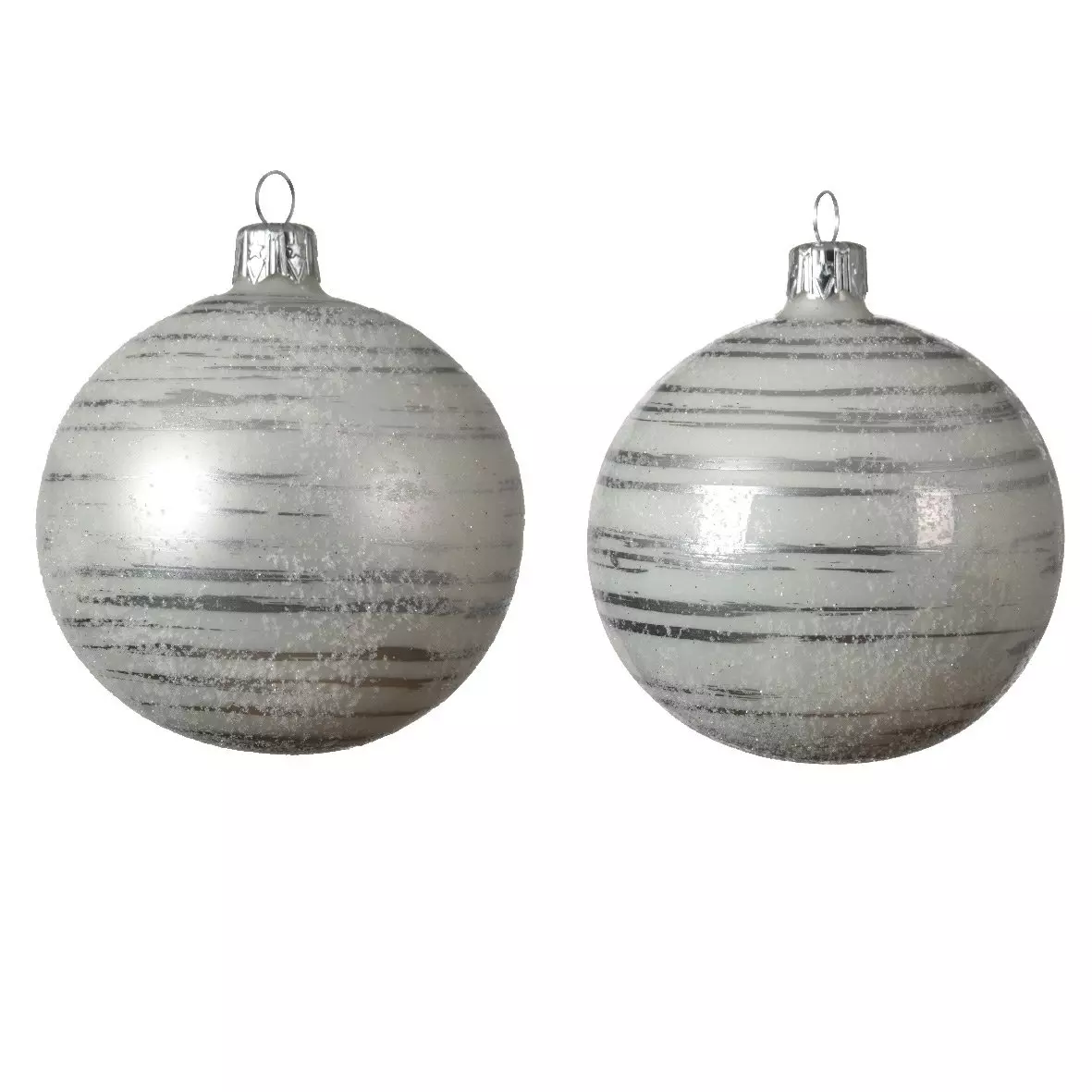 Lotto di 6 palline di Natale di vetro (D80 mm) Rya Bianco 1
