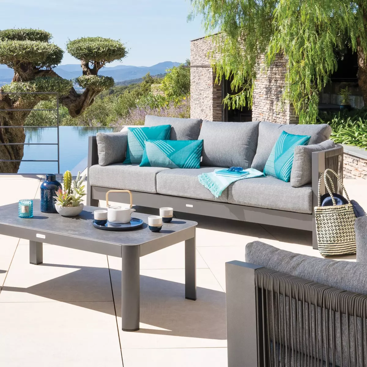 Cuscino rettangolare (50 cm) Jacquard Blu anatra 2