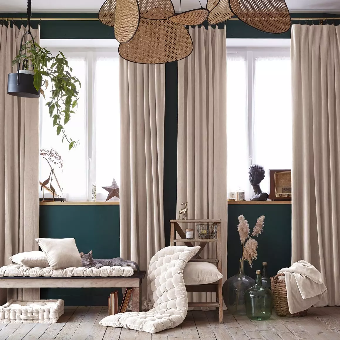 Bettläufer aus Baumwollsamt (90 x 200 cm) César Beige 3