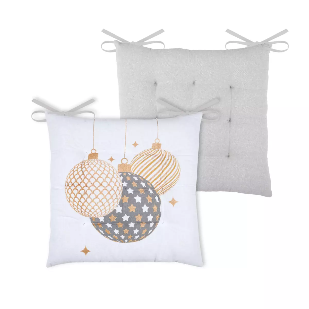 Cuscino per sedia quadrato Sibérie bianco, grigio e dorato 2