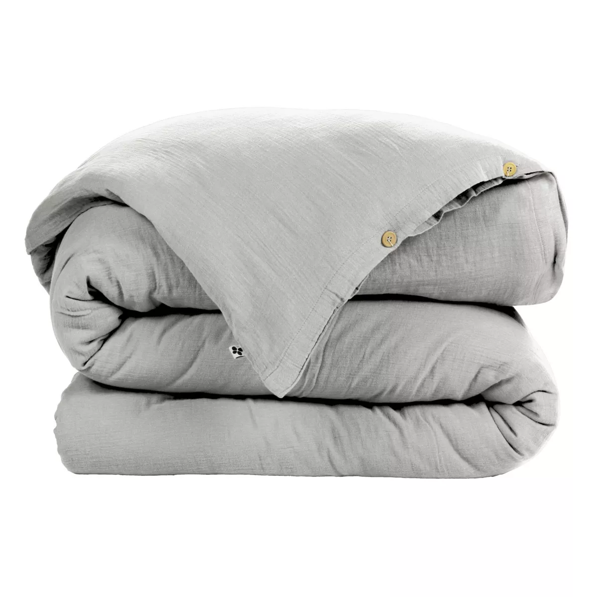 Housse de couette gaze de coton (260 cm) Gaïa Gris nuage 2