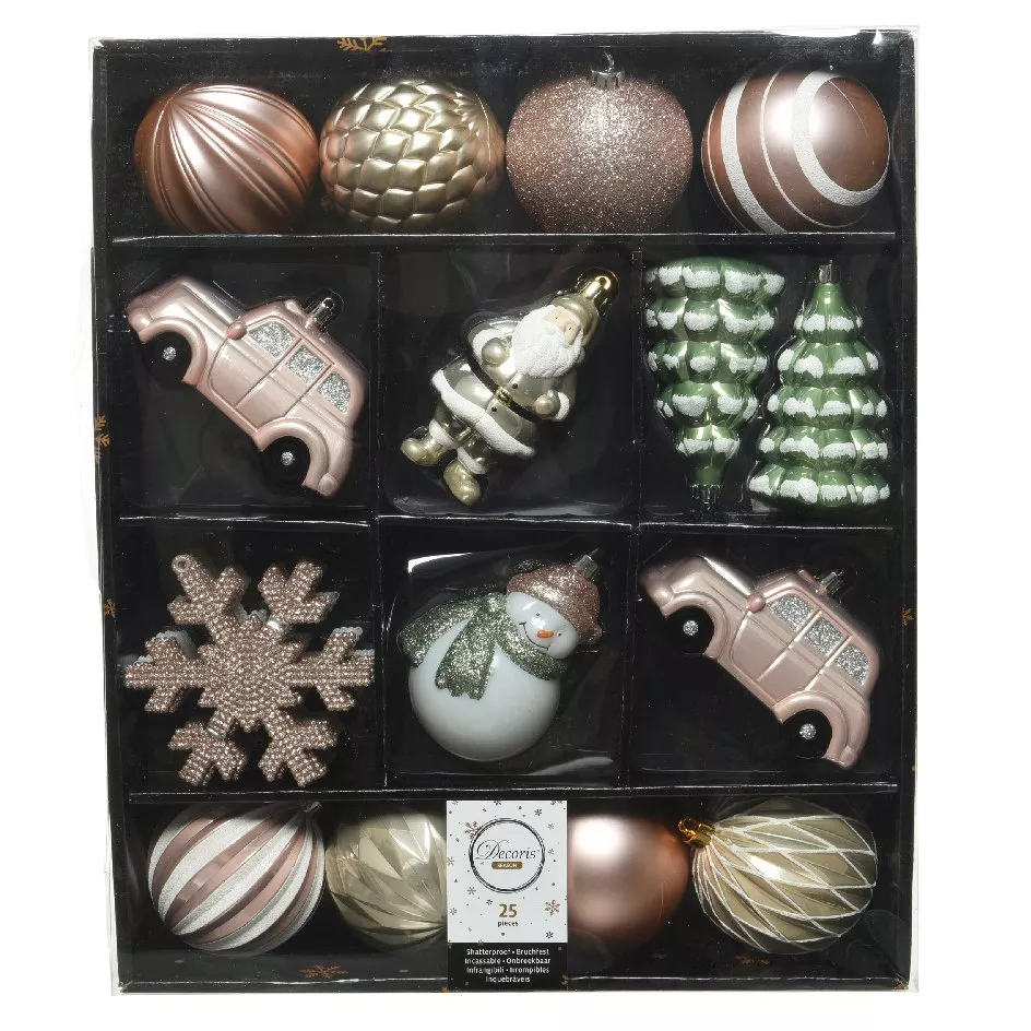 Baumschmuck-Set Tradition Salbeigrün/Perlweiß/ Puderrosa 1