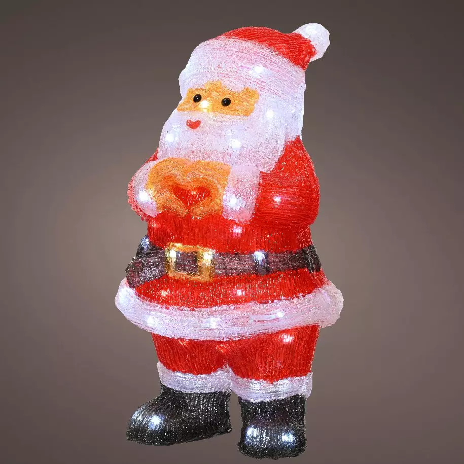 Statua Luminosa Di Babbo Natale Gnomo Con Luci LED Bianche E Timer - 66 Cm Per Interni/esterni - 4