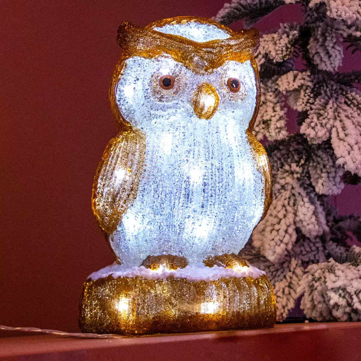 Gufo luminoso a pile Juliette Bianco freddo 30 LED 1