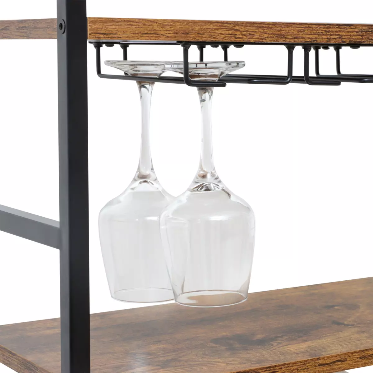 Meuble range-bouteilles industriel 18 emplacements et porte-verres (H100 cm) Hugo Marron 4