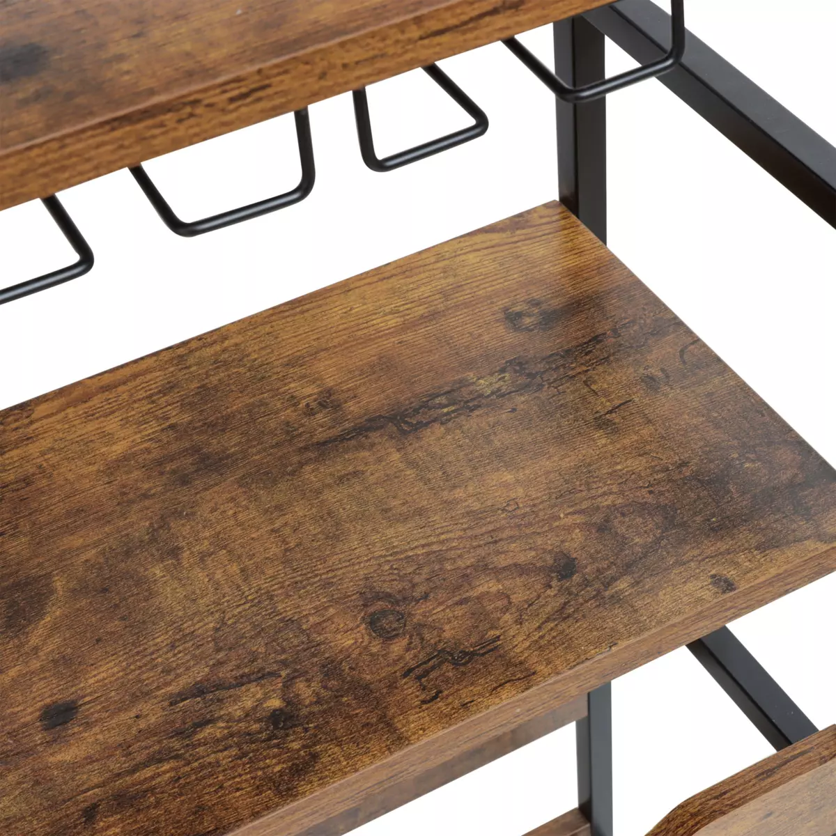 Mueble portabotellas industrial con 18 compartimentos y portavasos (H100 cm) Hugo Marrón 5