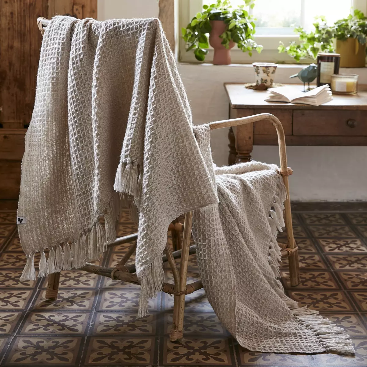 Plaid per divani in materiale riciclato (160 cm) Gabin Beige pampa