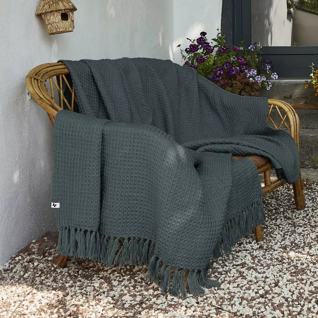 Plaid canapé matière recyclée (220 cm) Gabin Gris ardoise