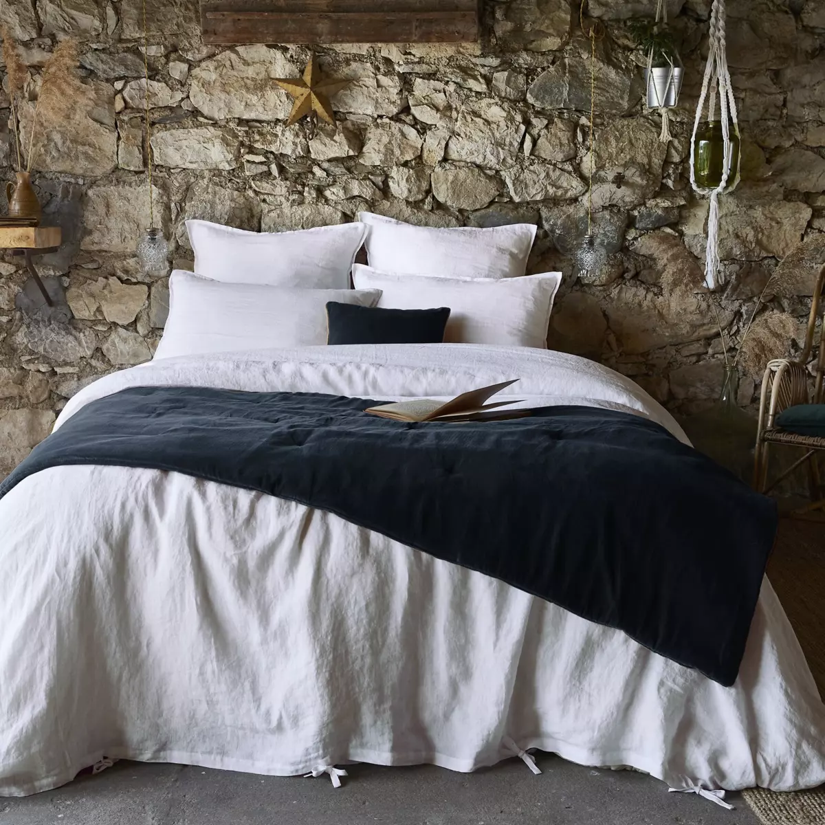 Edredón de terciopelo de algodón (90 x 200 cm) César Azul noche