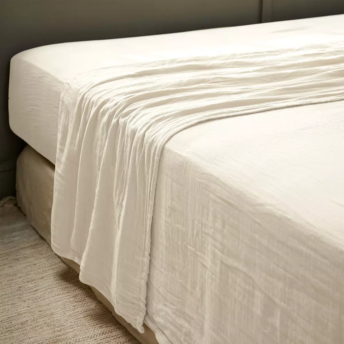 Bettlaken aus Baumwoll-Gaze (270 cm) Gaïa Beige 1