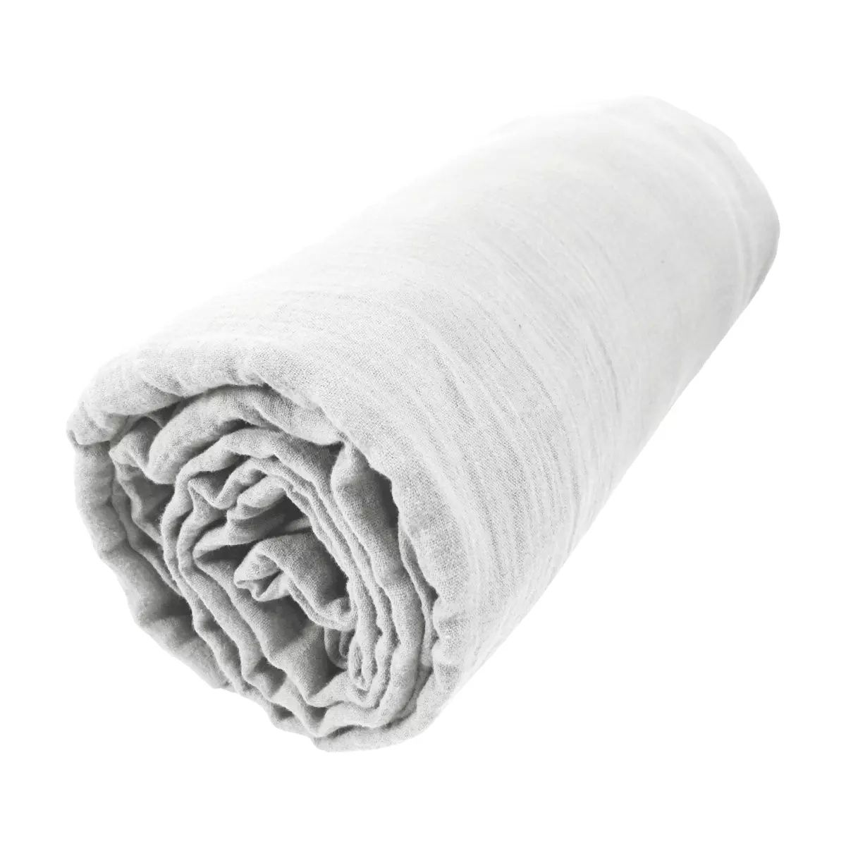 Drap housse gaze de coton (180 cm) Gaïa Gris nuage 4