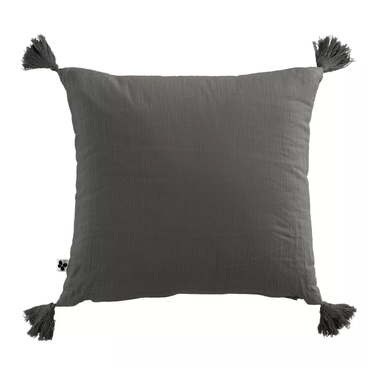 Coussin carré gaze de coton (40 cm) Gaïa Gris granit 2