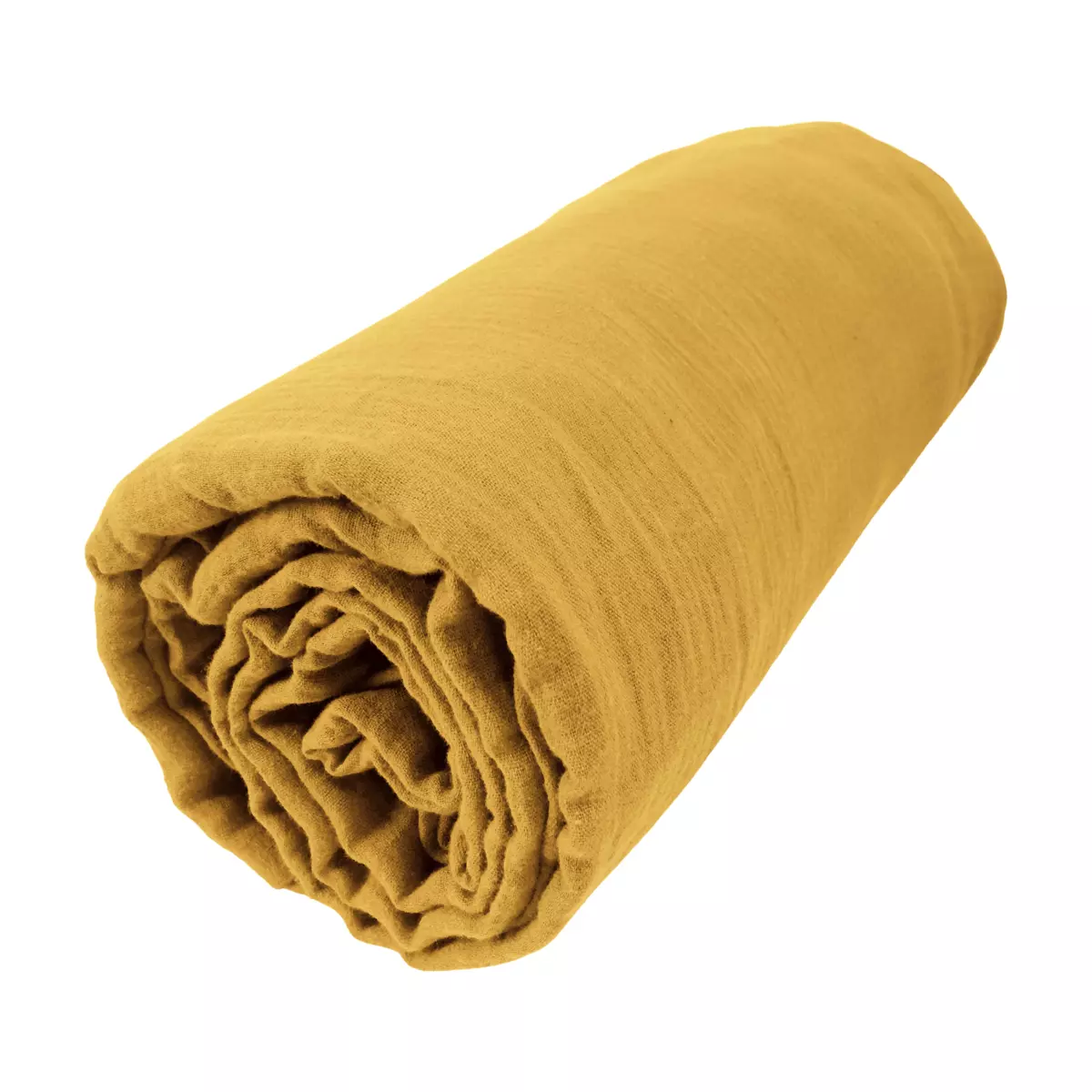 Drap housse gaze de coton (140 cm) Gaïa Jaune safran 3