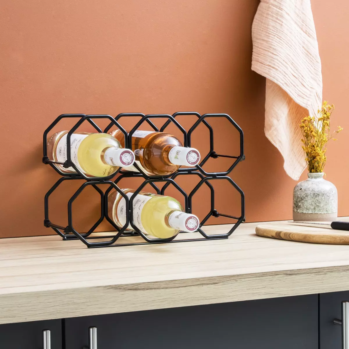 Range-bouteilles métal pliable (H22 cm) Elio Noir 1