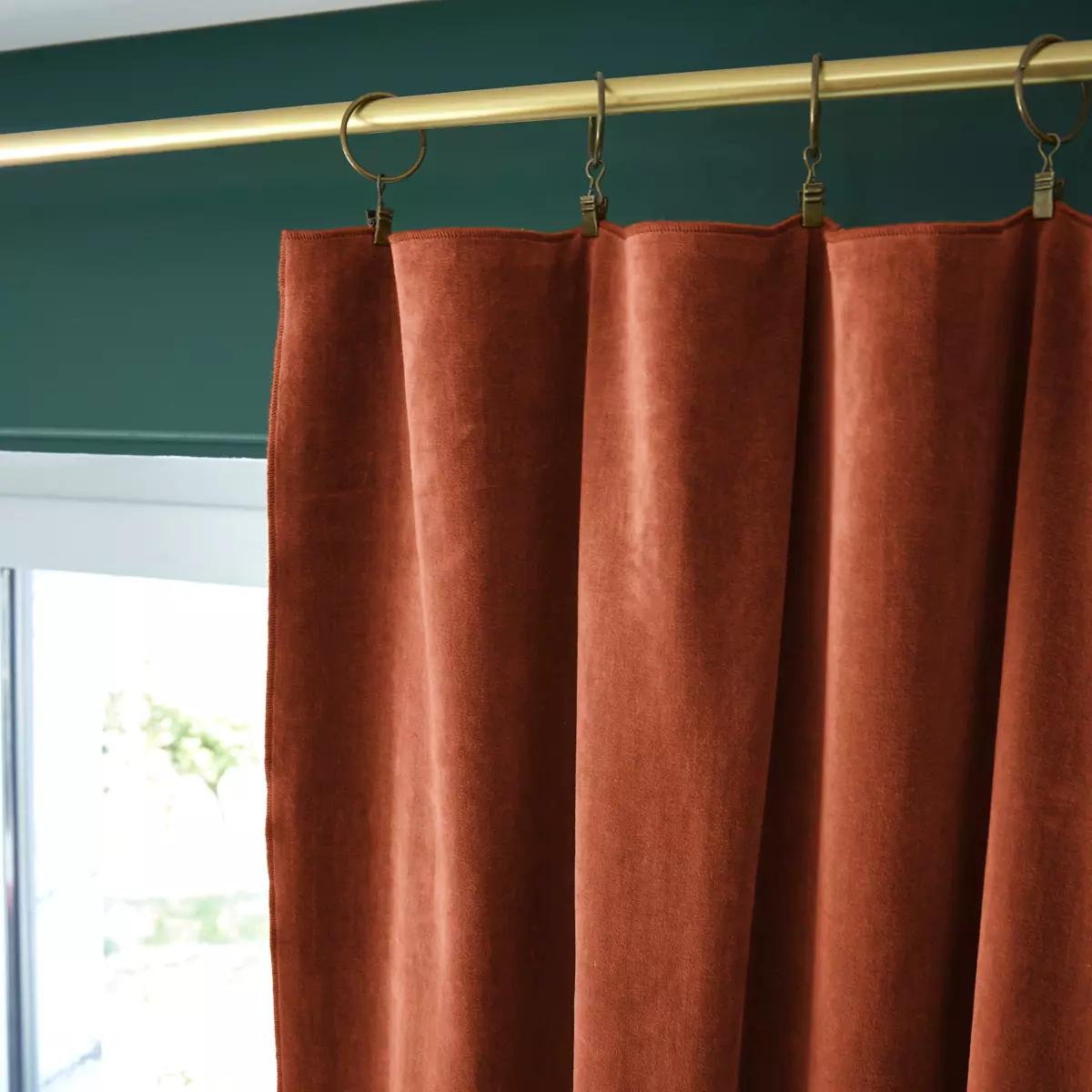 Rideau velours de coton ajustable (140 x max 270 cm) César Terracotta 3