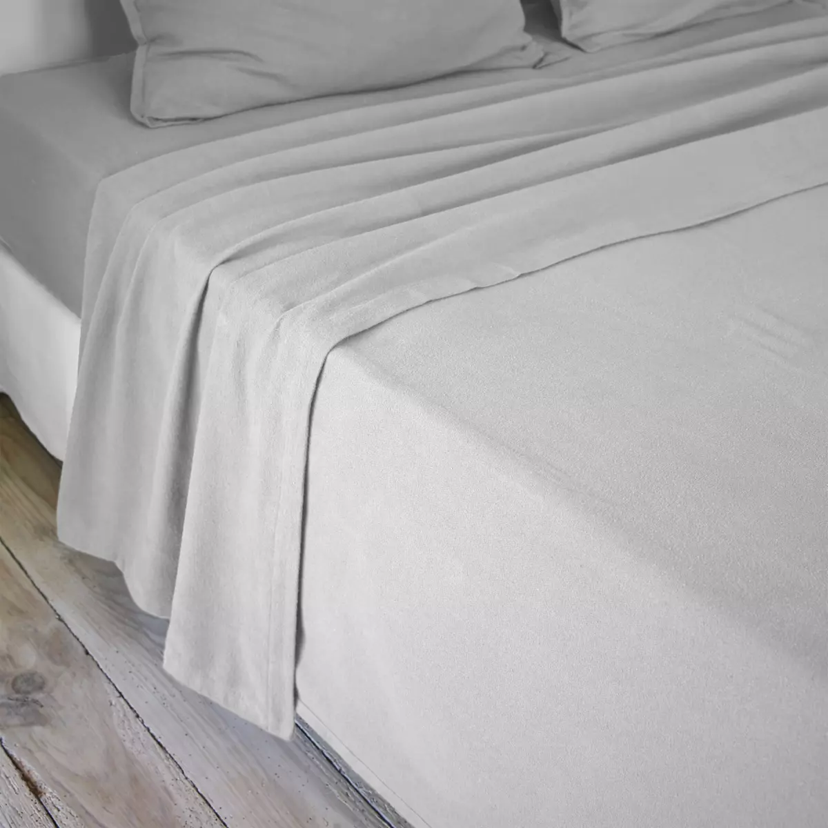 EM - Drap plat 240 x 300 cm Flanelle unie THƒA Unie Gris clair