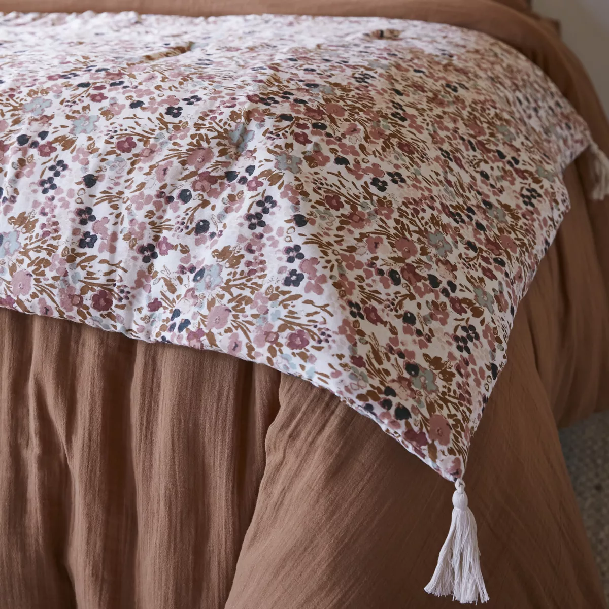 Edredón pie de cama en gasa de algodón (90 x 200 cm) Constance Beige pampa