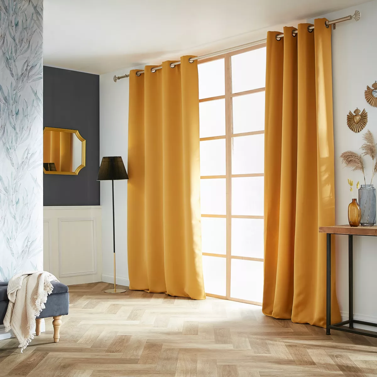 Cortina opaca (140 x 280 cm) Obscure Amarillo mostaza