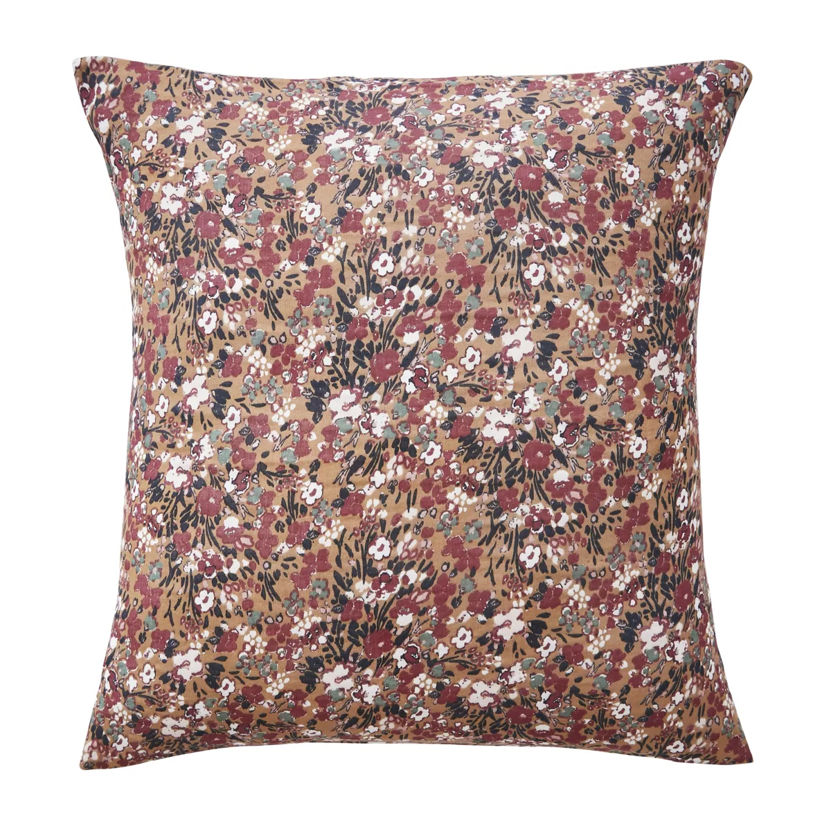 Funda de almohada cuadrada en gasa de algodón (60 cm) Constance Camel