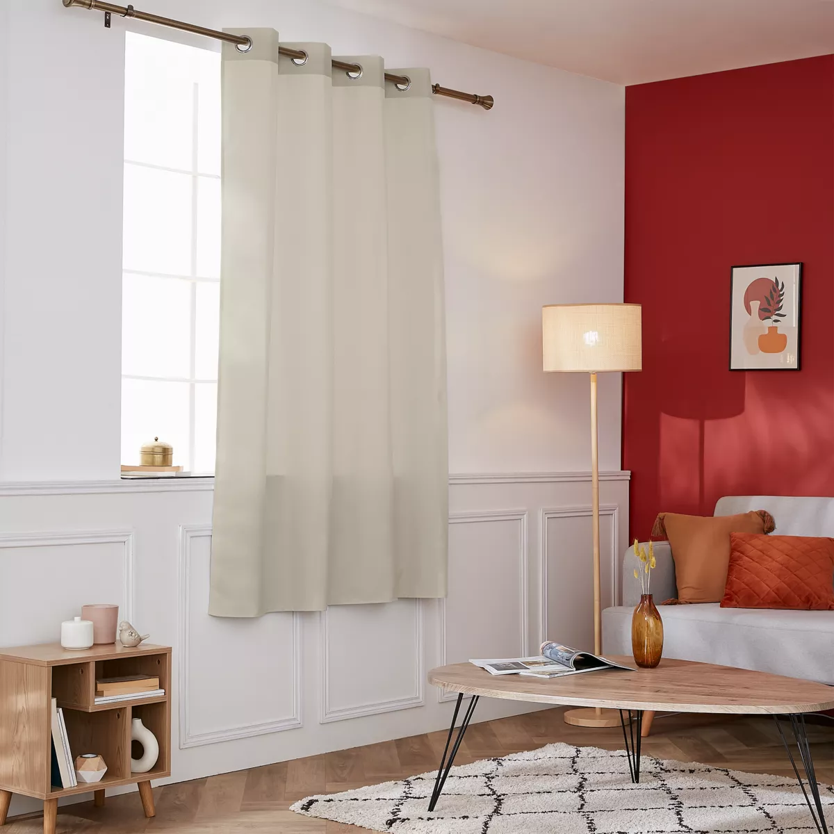 EM RIDEAU A OEILLETS 140 x 180 CM POLYESTER UNI THERMIQUE SUMMIT NATUREL