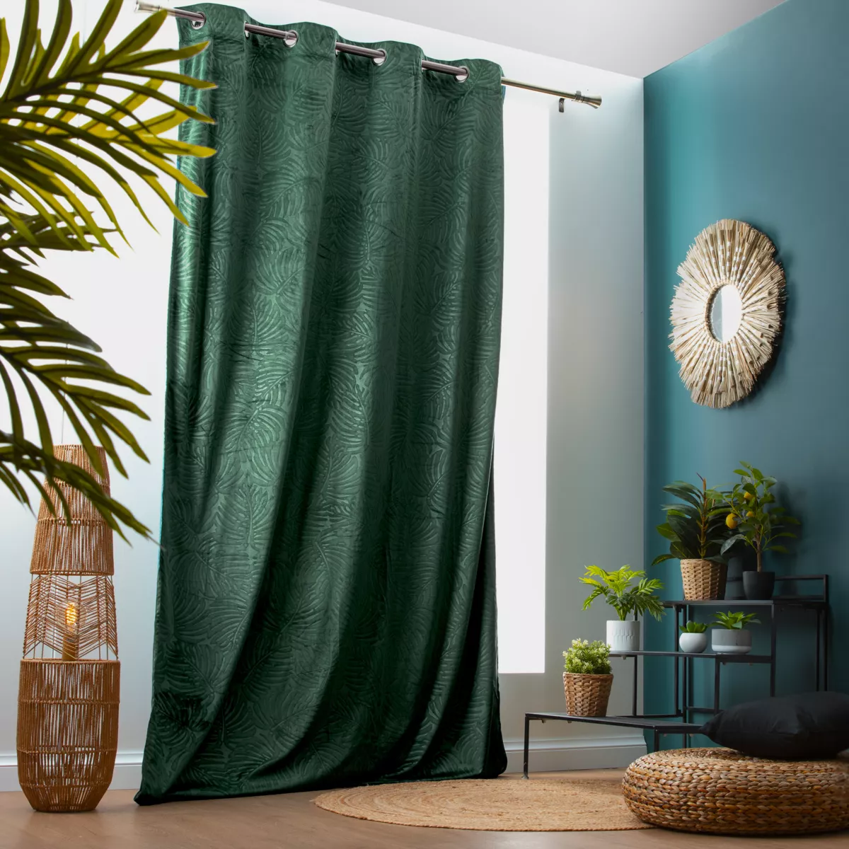 Rideau occultant velours (140 x 240 cm) Fern Vert sapin