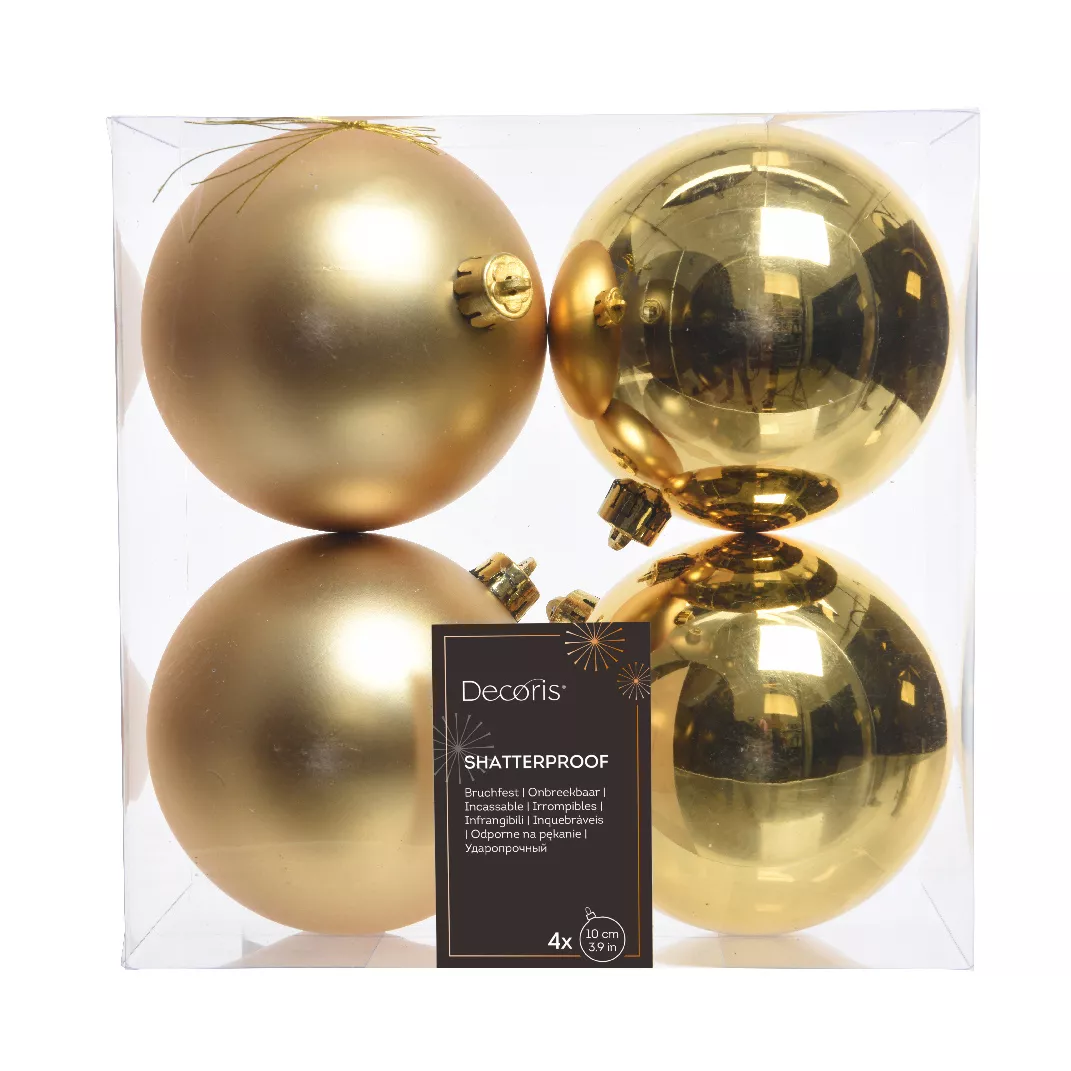 Lot de 4 boules de Noël (D100 mm) Alpine Or 1