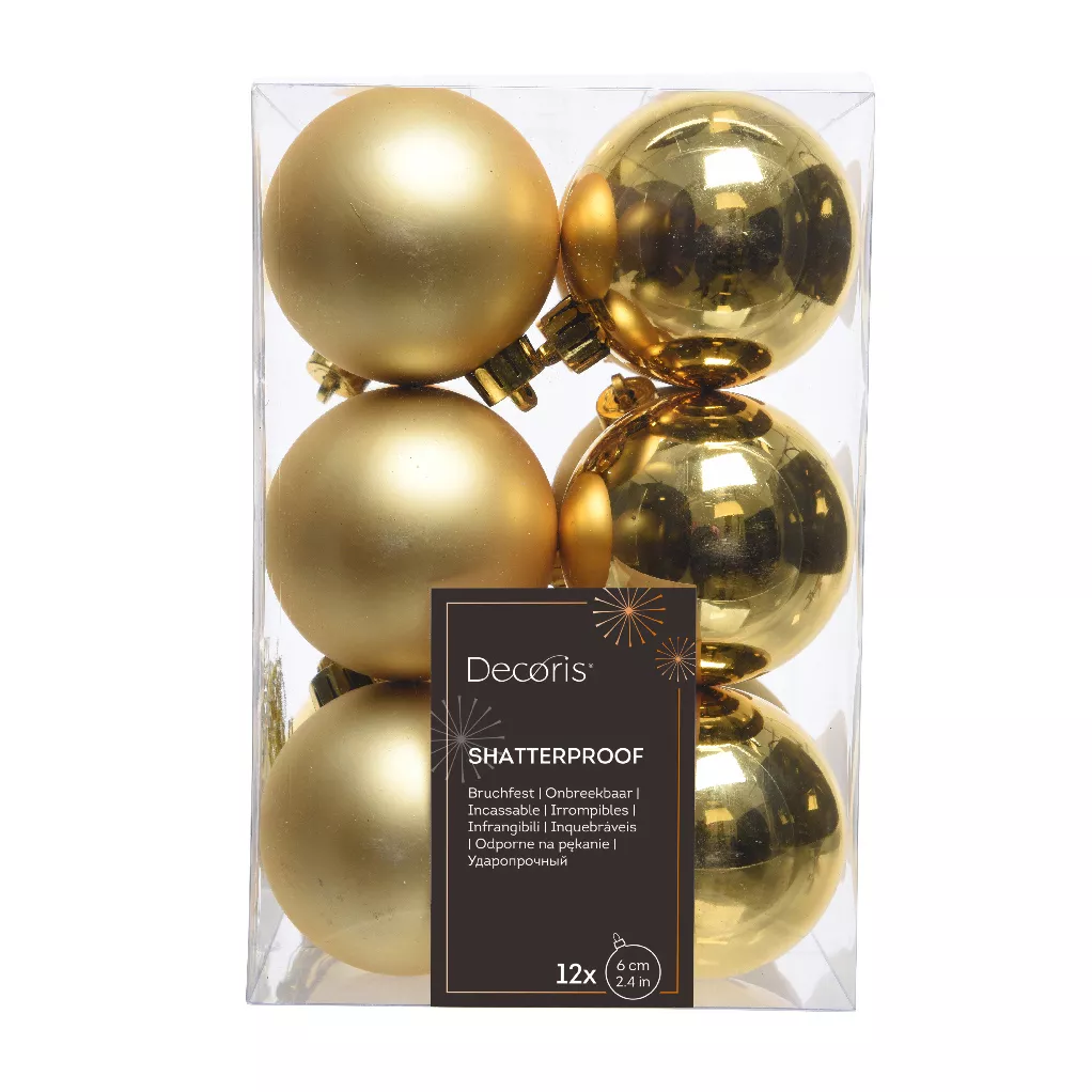 12er Set Weihnachtskugeln (D60 mm) Alpine Gold 1