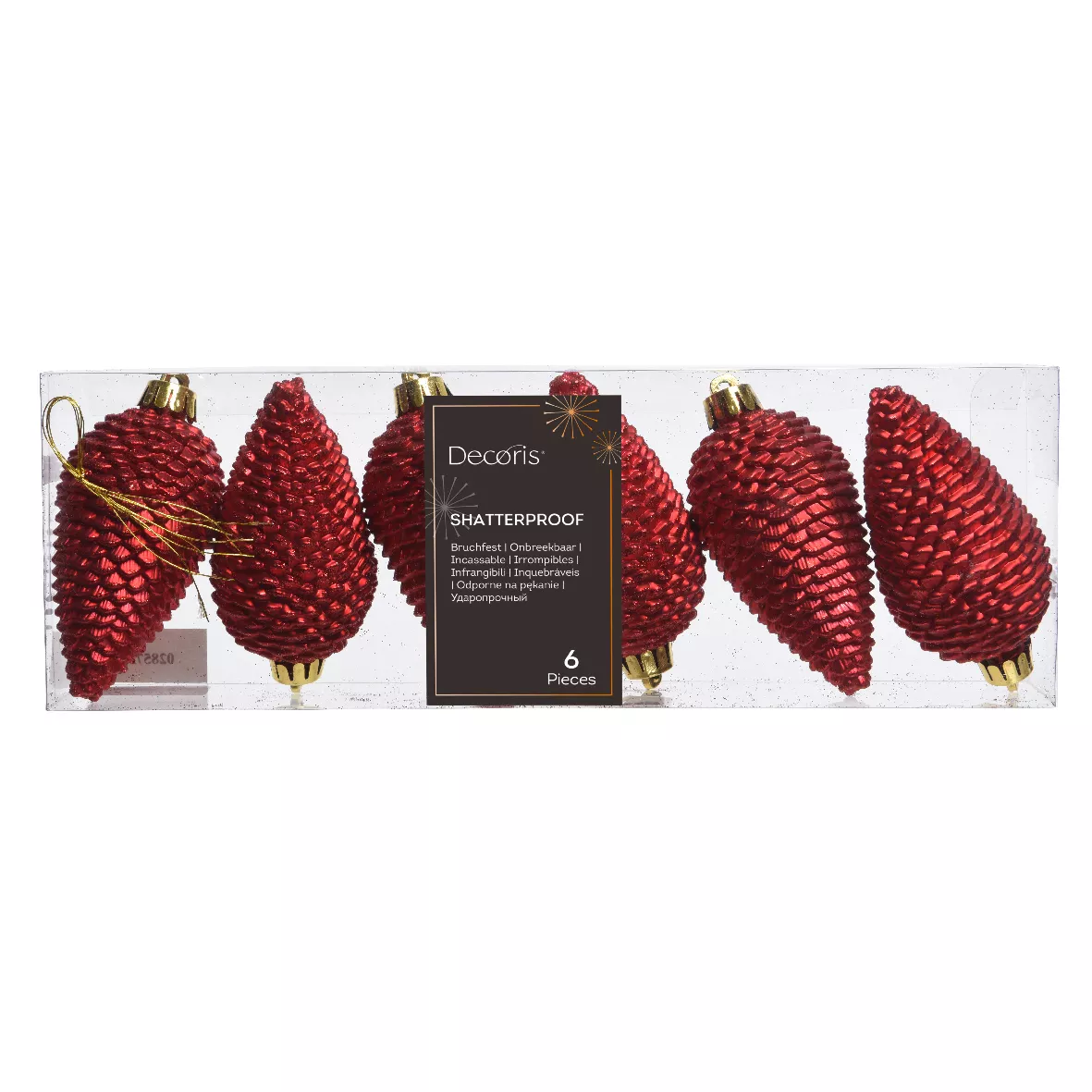 Lot de 6 pommes de pin à suspendre Alpine Rouge
