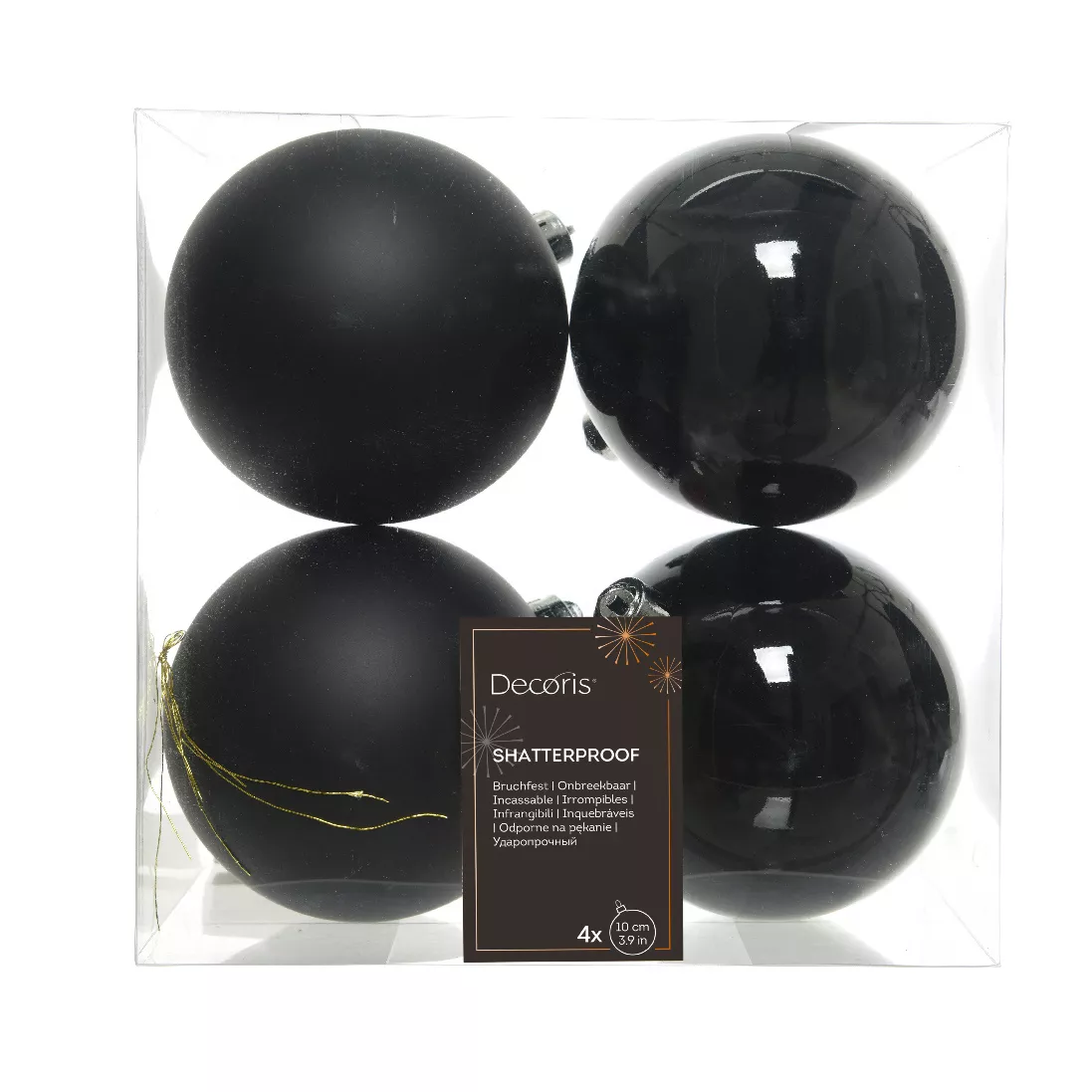 Lote de 4 bolas de Navidad (D100 mm) Alpine Negro 1