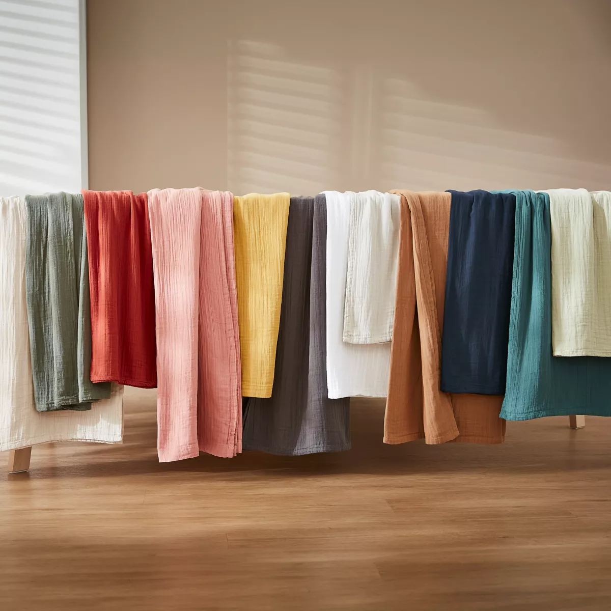 Cortina en gasa de algodón ajustable (180 x max 300 cm) Gaïa Amarillo safran 4