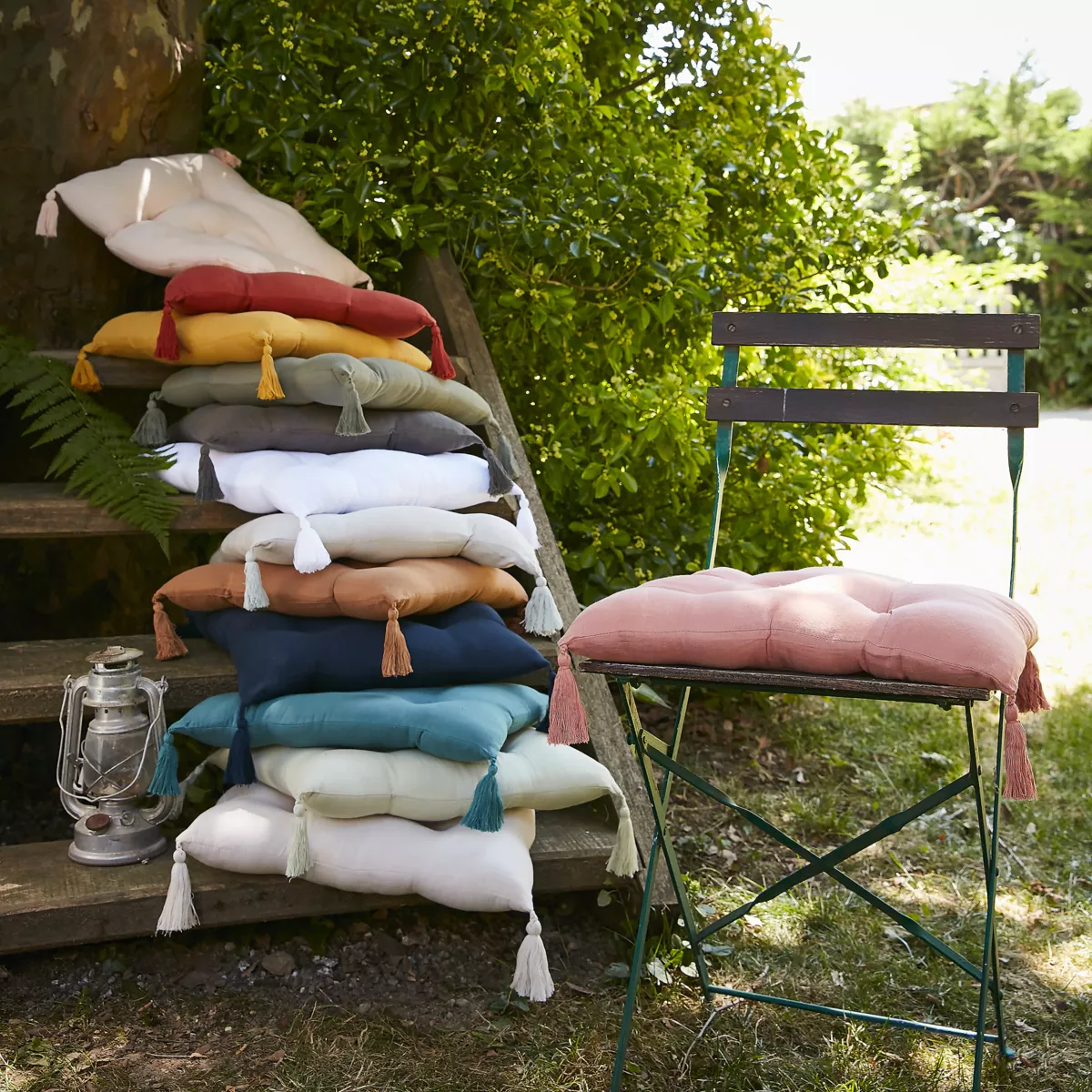 Coussin de chaise (40 cm) Gaïa Rose pêche