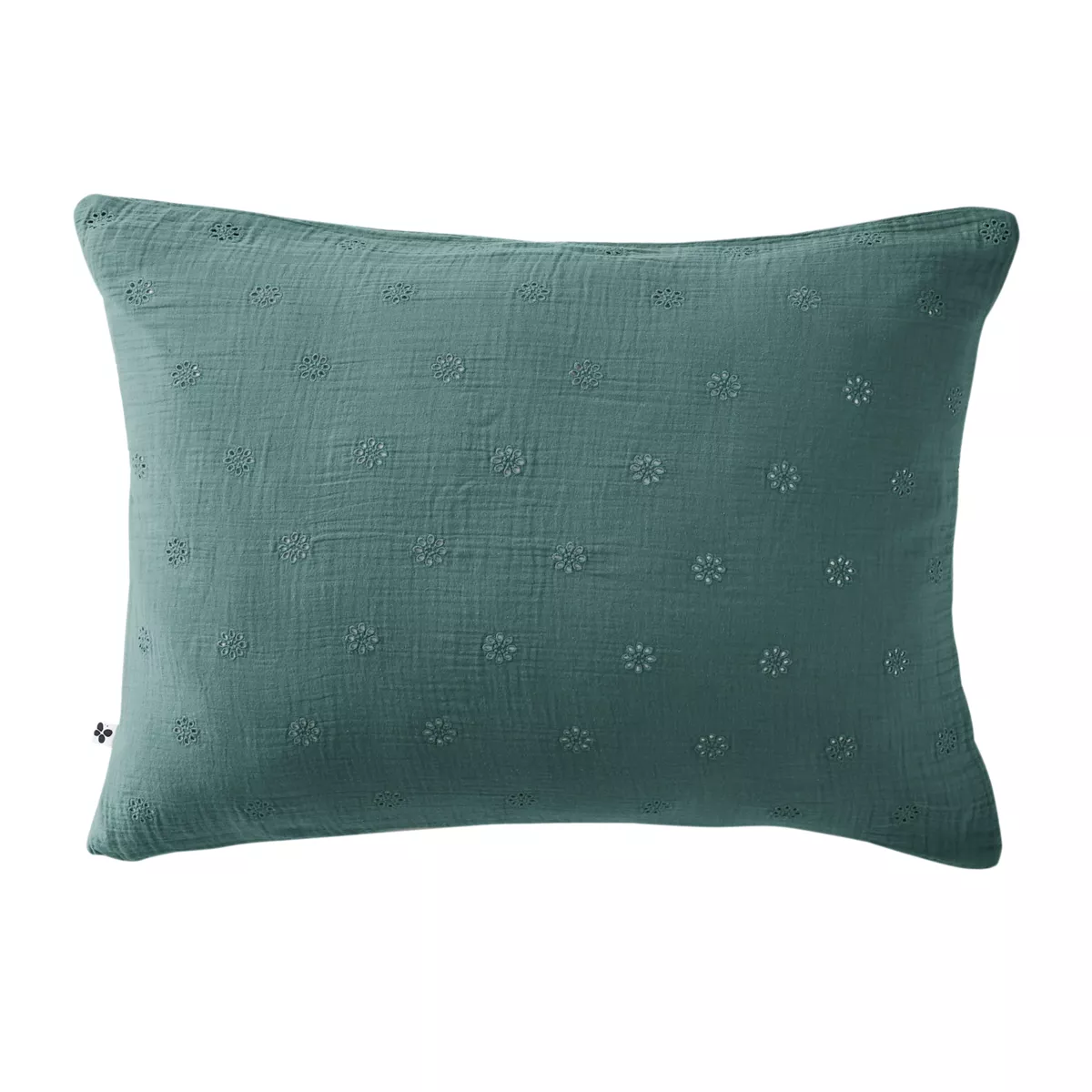 Taie d'oreiller rectangulaire gaze de coton (70 cm) Gaïa Boho Bleu canard 1