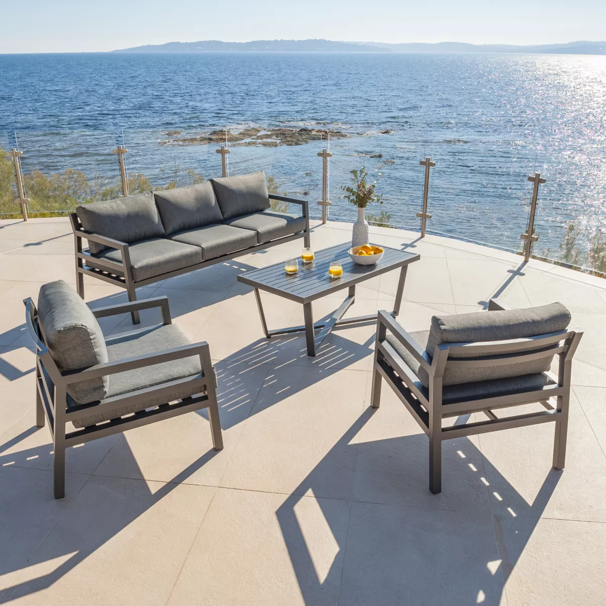 Salon de jardin aluminium 5 places Murano - Gris anthracite