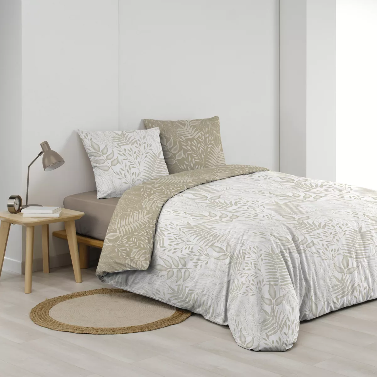 Copripiumino 100% Cotone BANGUI – 57 Fili/cm², 220x240 Cm – Alta Qualità, Trama Geometrica, Alpes Blanc - 2