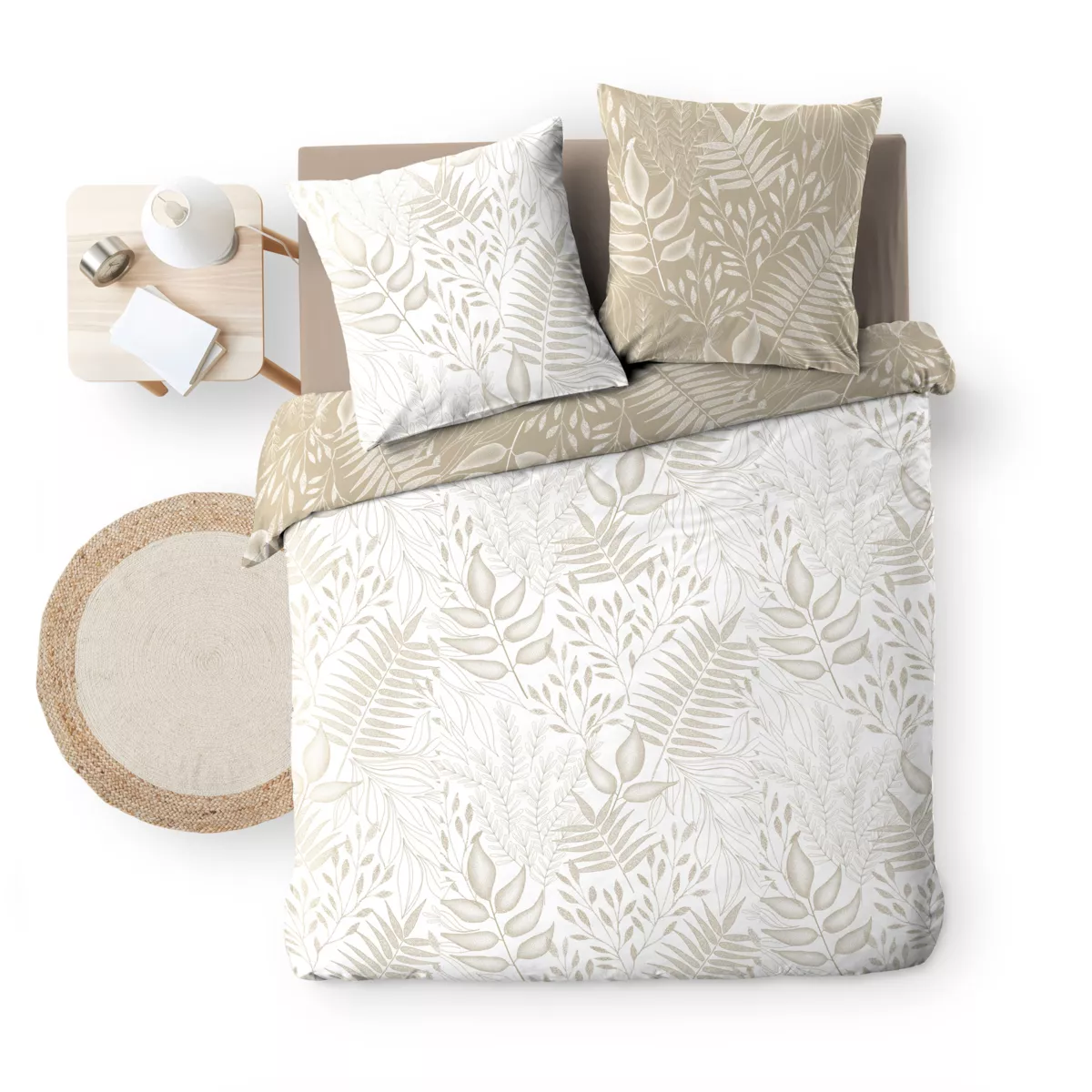 Baumwoll-Bettwäsche (240 x 220 cm) Cassia Beige