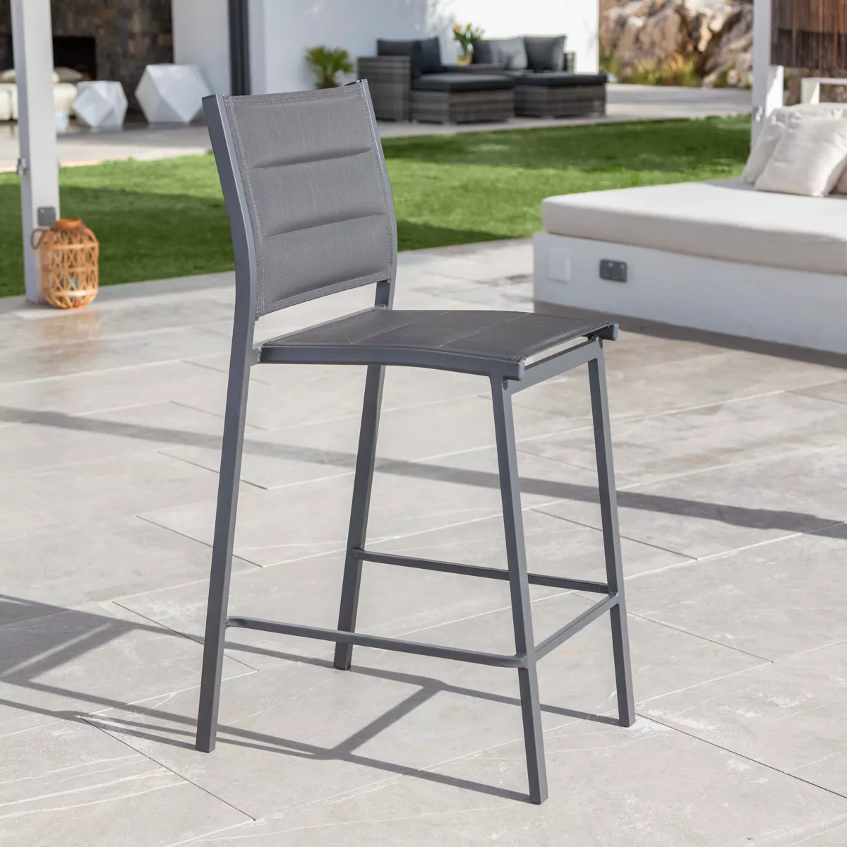 Tabouret de jardin Alu empilable Murano - Gris anthracite
