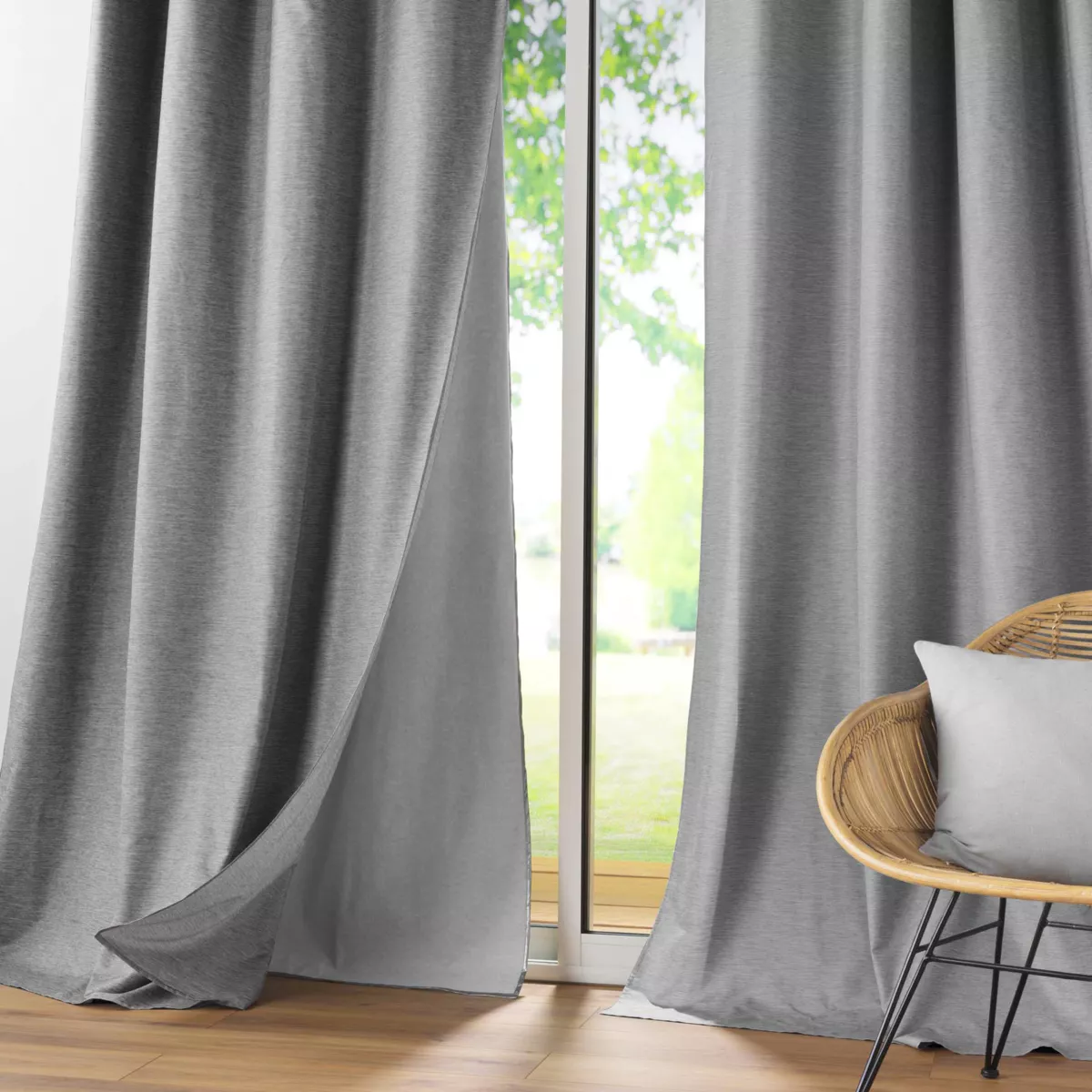 RIDEAU OEI DOUBLURE AMOV. 140x260 CM CHAMBRAY/POLYESTER/TPU COVERLINE ANTHRACITE