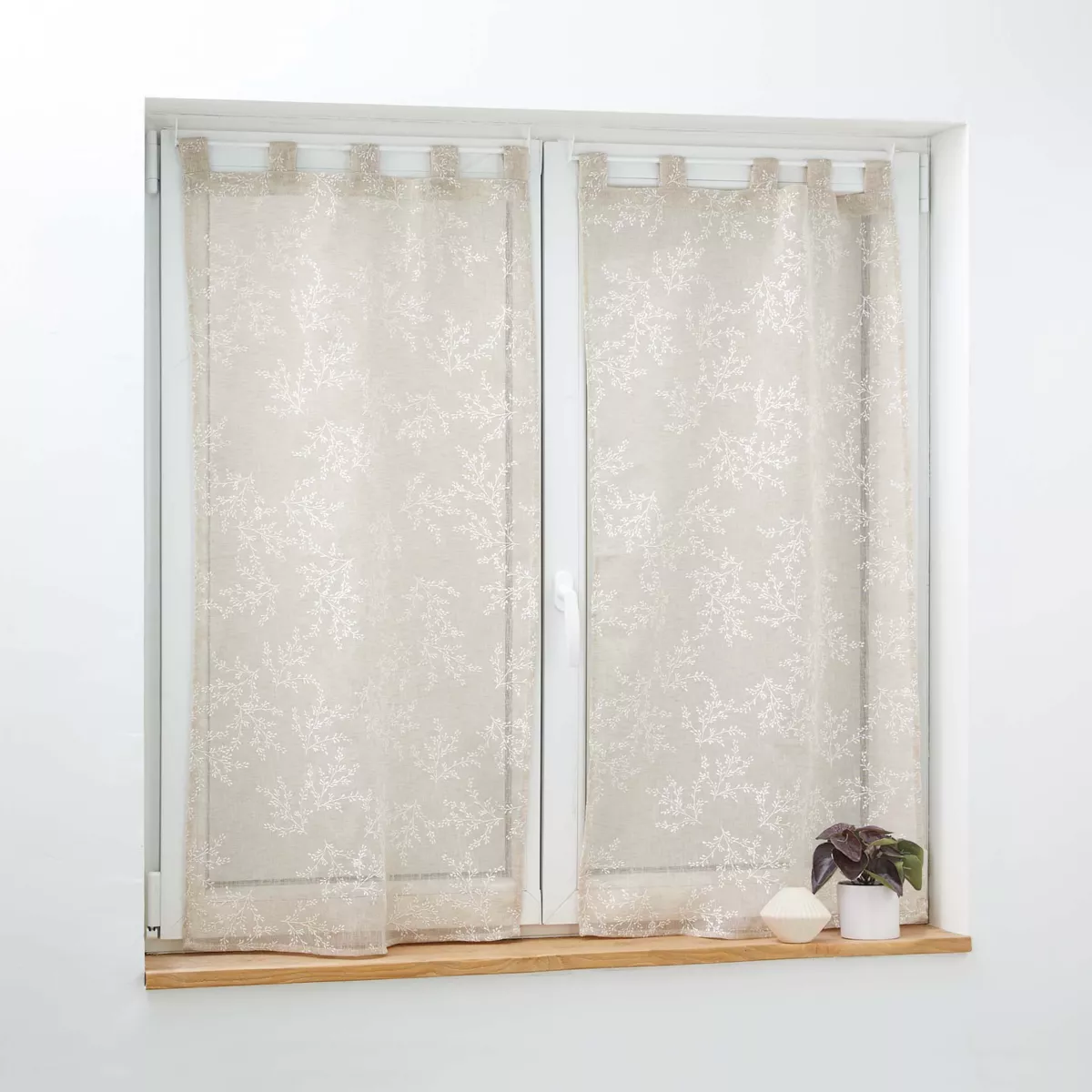 Par de visillos con presillas (60 x 120 cm) Karla Topo