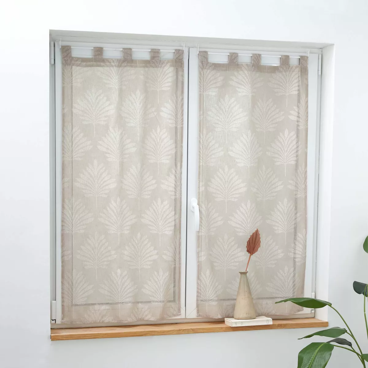 Par de visillos con presillas (60 x 120 cm) Levita Topo