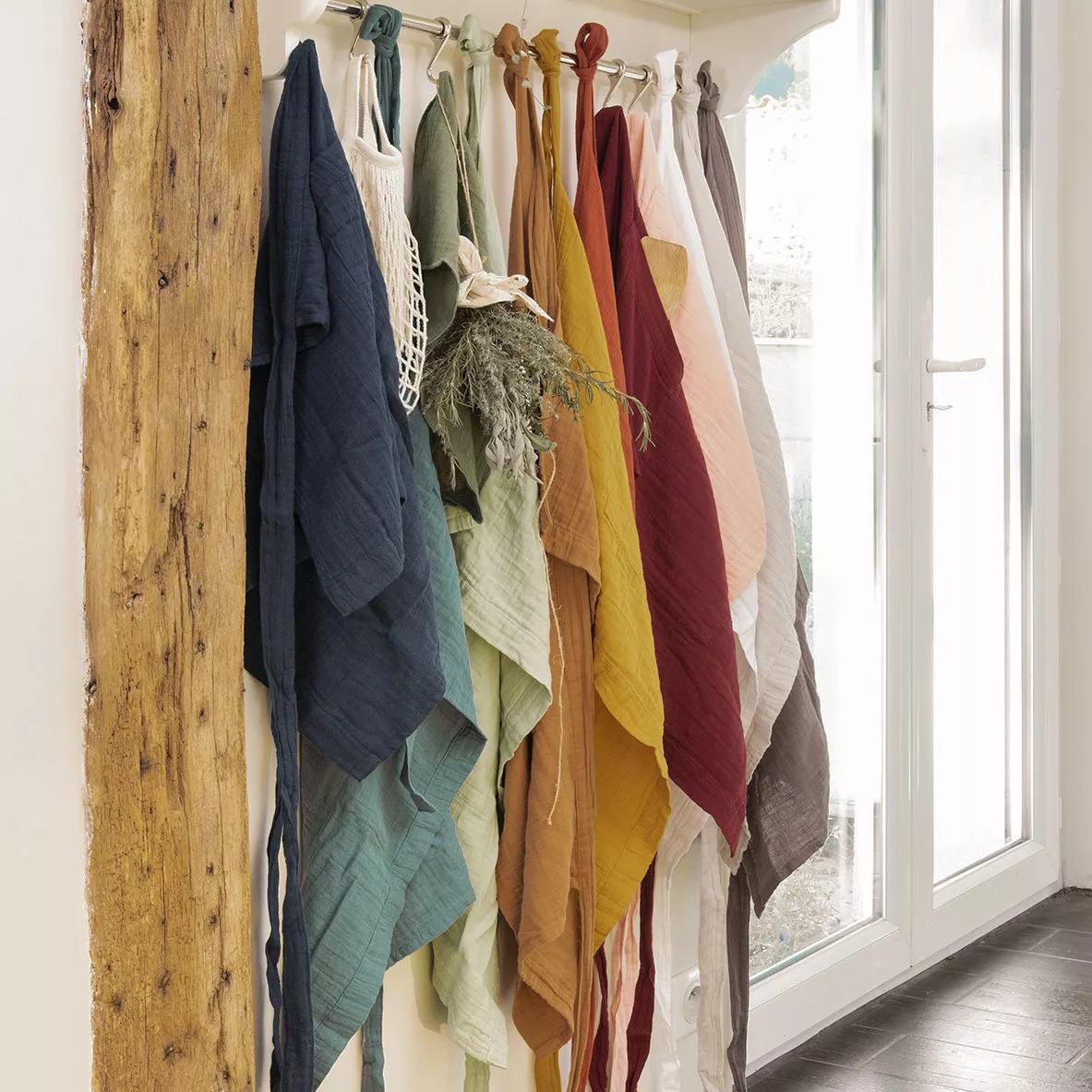 2er Set Handtücher aus Baumwoll-Gaze (70 cm) Gaïa Terrakotta